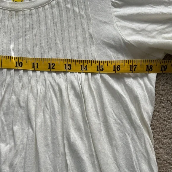 Joie Women's White Porcelain Short Sleeve Round Neck Pleated Pintuck Top Small - Picture 7 of 8